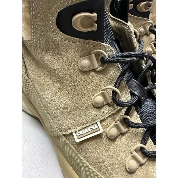 Coach Citysole Hiker Boots Sherpa Oat Black Suede Leather.Sz 12D. Mens. NWOT main image 6